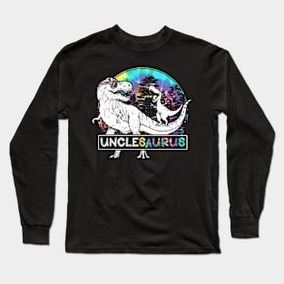 Uncle Saurus Funny Dino Tie Dye Bandana Father's Day Long Sleeve T-Shirt